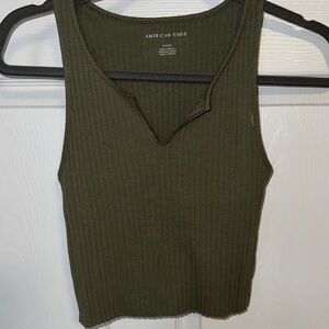 American Eagle Outfitters Dark Green Ribbed Tank Top
